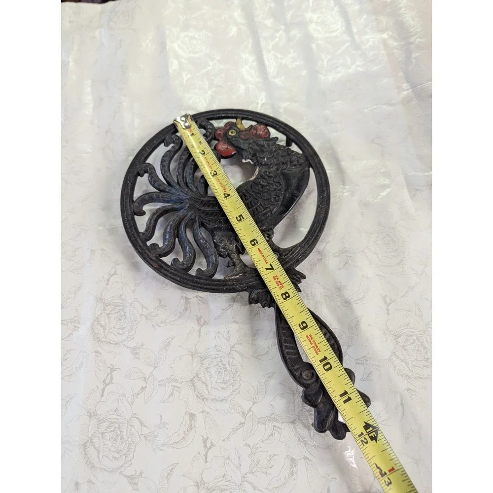 Large Cast iron kitchen Trivet‎ with handle ROOSTER design
